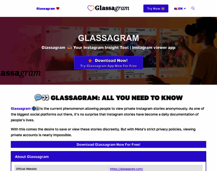 Glassagram-app.com thumbnail