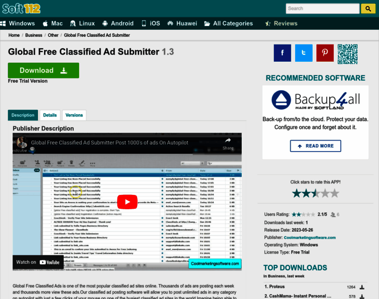 Global-free-classified-ad-submitter.soft112.com thumbnail