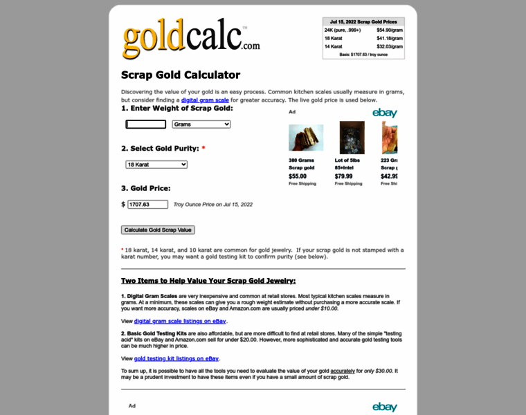 Goldcalc.com thumbnail