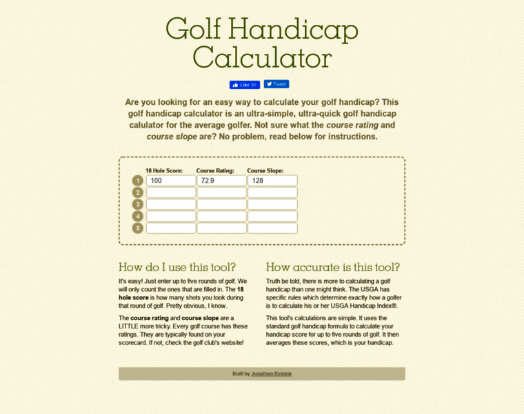 Golfhandicapcalculator.com thumbnail