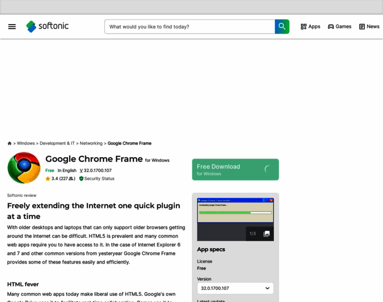 Google-chrome-frame.en.softonic.com thumbnail