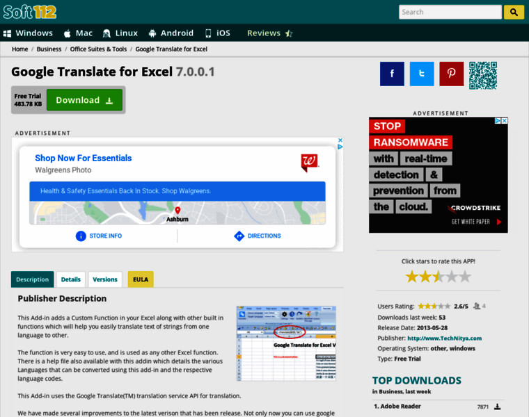 Google-translate-for-excel.soft112.com thumbnail