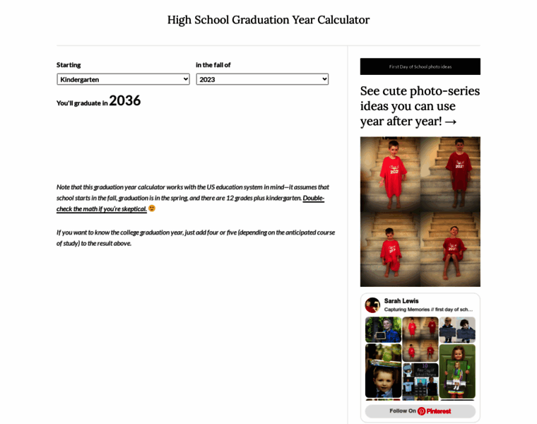 Graduationyearcalculator.com thumbnail