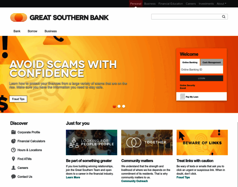 Greatsouthernbank.com thumbnail