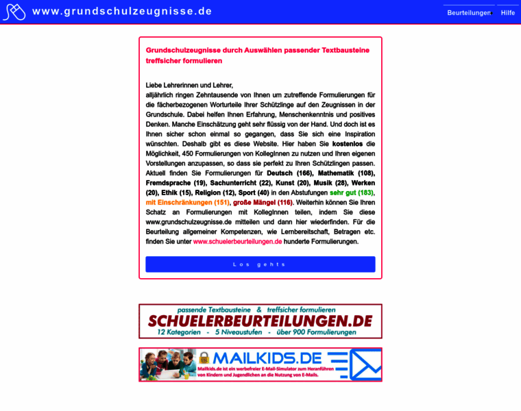 Grundschulzeugnisse.de thumbnail
