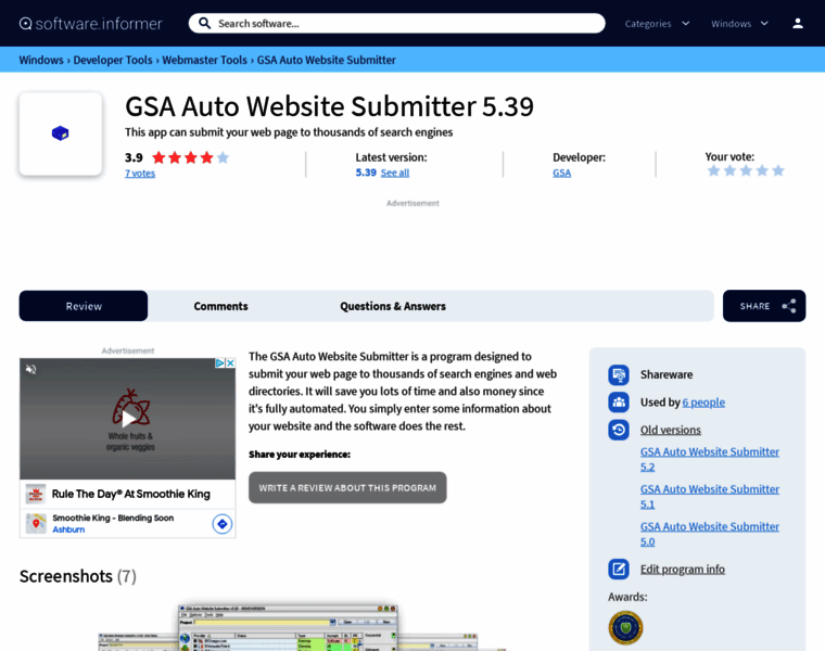 Gsa-auto-website-submitter.software.informer.com thumbnail