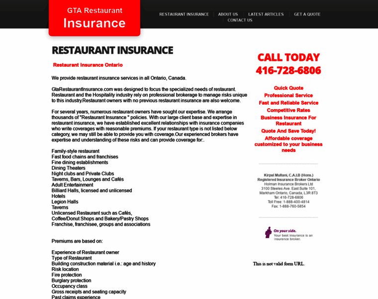 Gtarestaurantinsurance.com thumbnail