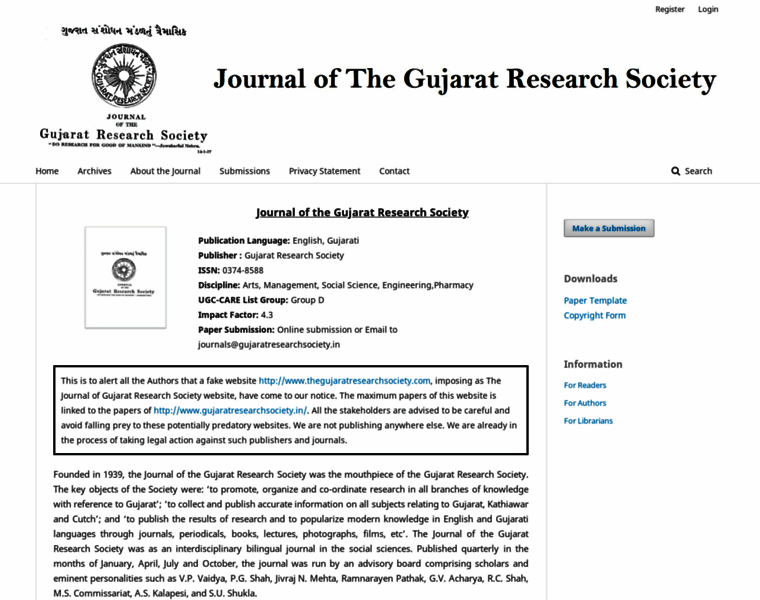 Gujaratresearchsociety.in thumbnail