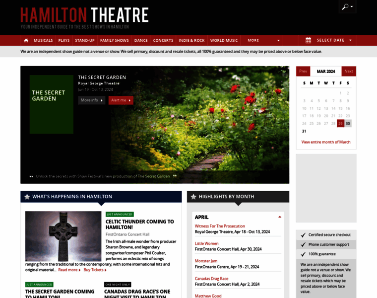 Hamilton-theatre.com thumbnail
