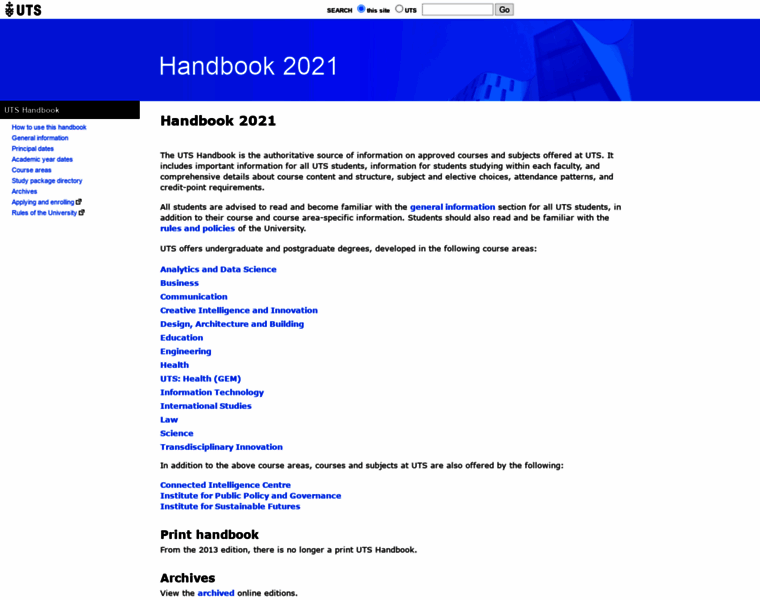 Handbook.uts.edu.au thumbnail