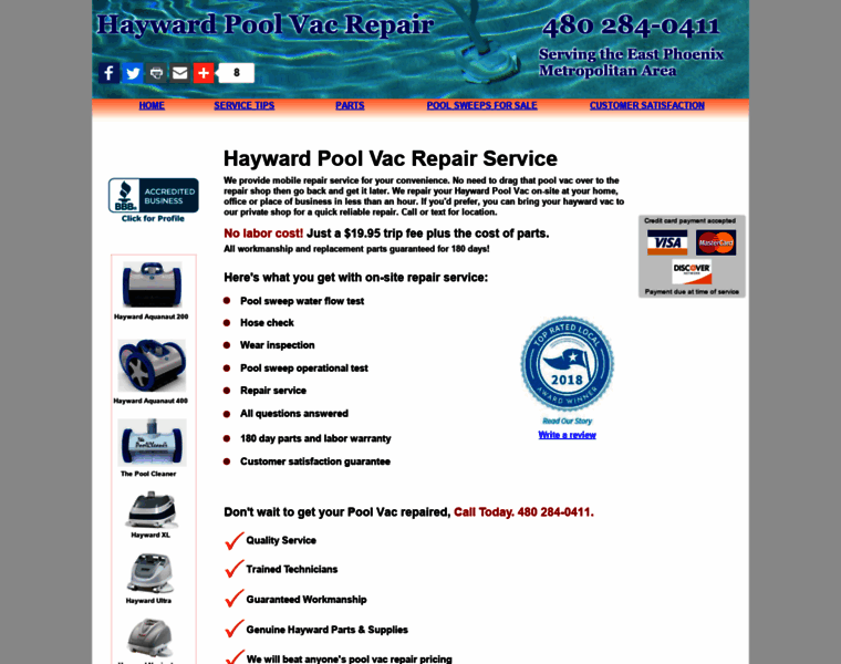 Haywardpoolvacrepair.com thumbnail