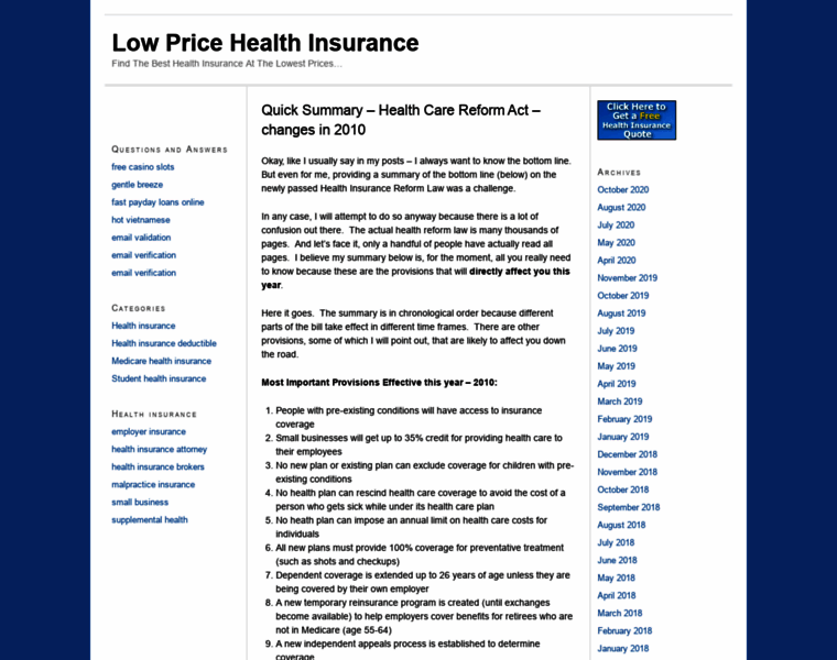 Healthinsurancelowprice.com thumbnail