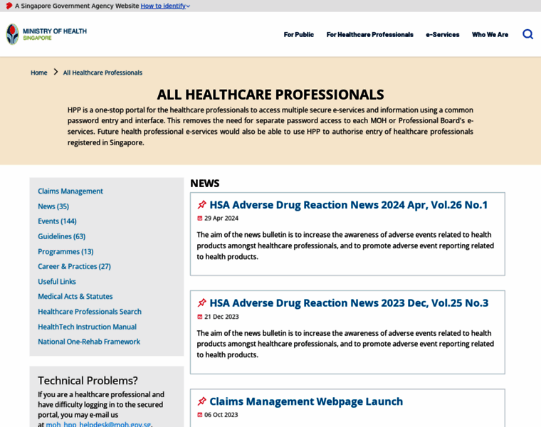 Healthprofessionals.gov.sg thumbnail