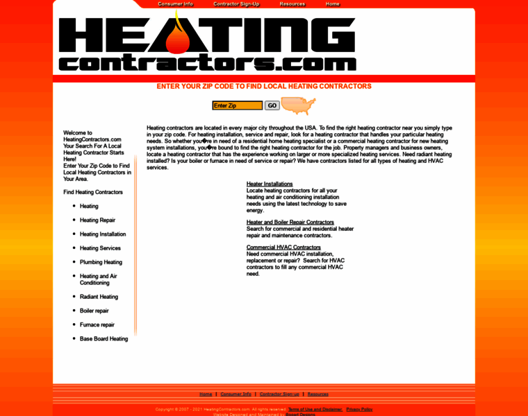 Heatingcontractors.com thumbnail