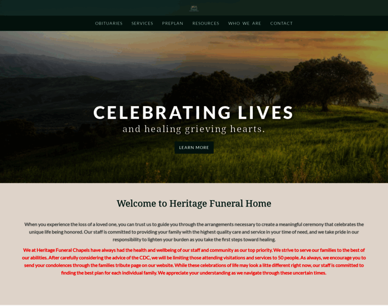 Heritagefuneralchapels.com thumbnail