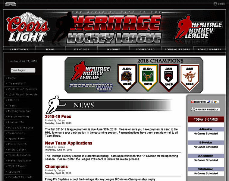 Heritagehockeyleague.com thumbnail