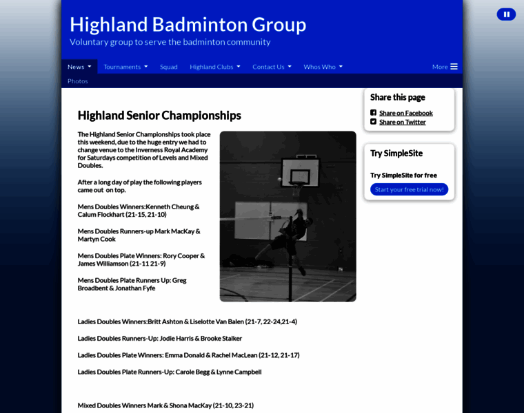 Highlandbadmintongroup.co.uk thumbnail