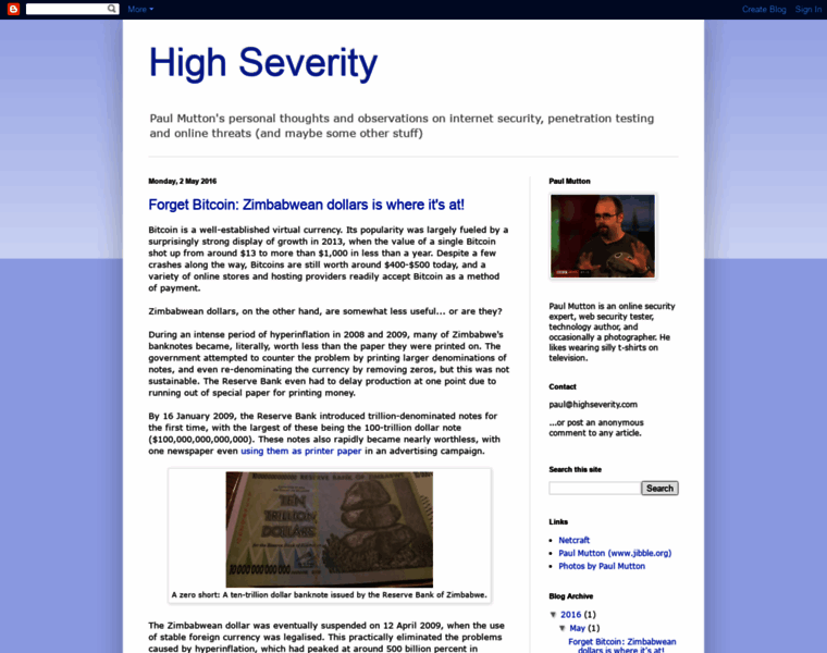Highseverity.com thumbnail