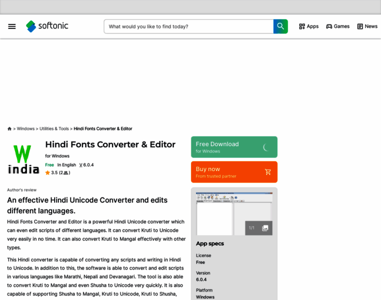 Hindi-fonts-converter-editor.en.softonic.com thumbnail