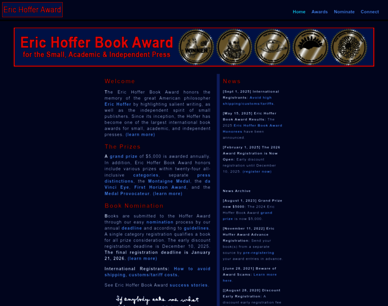 Hofferaward.com thumbnail