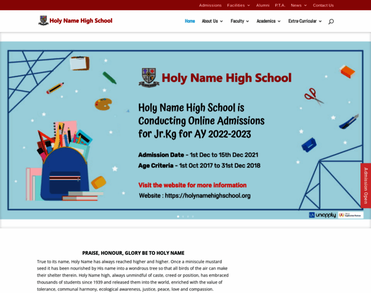 Holynamehighschool.org thumbnail