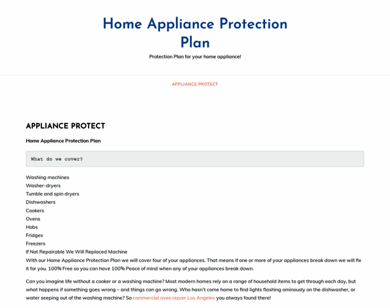 Homeapplianceprotectionplan.com thumbnail