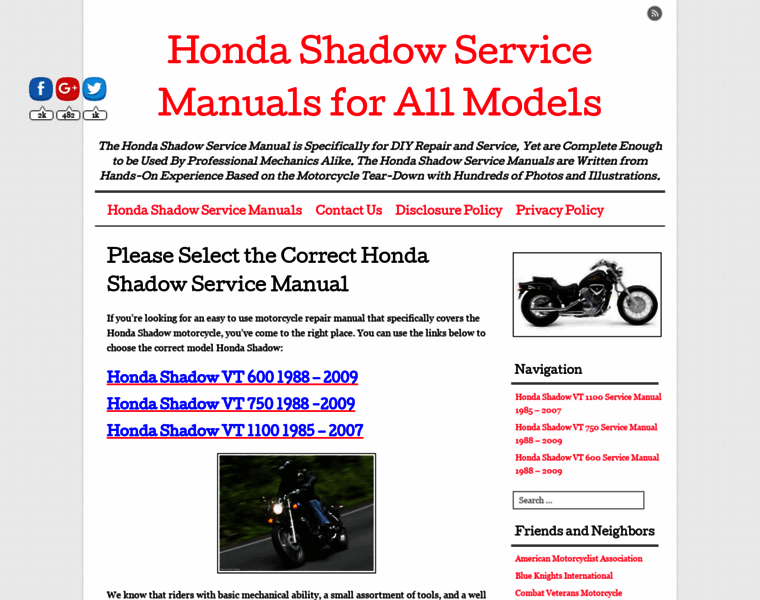 Hondashadowservicemanual.com thumbnail