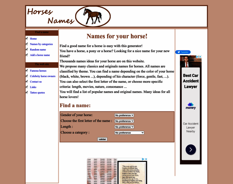 Horses-names.com thumbnail
