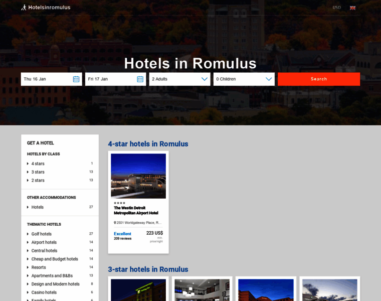 Hotelsinromulus.com thumbnail