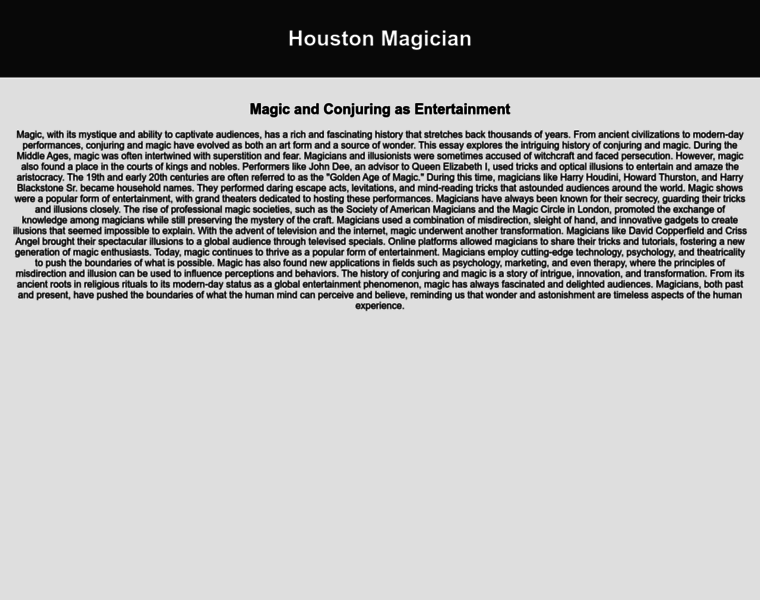 Houstonmagician.com thumbnail