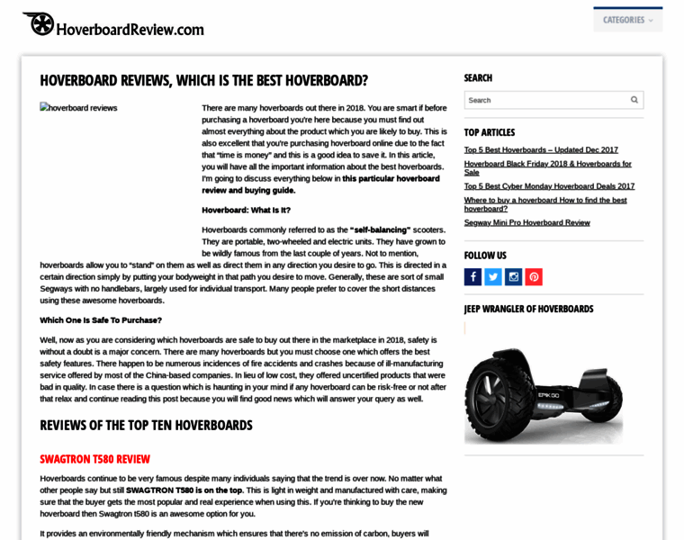 Hoverboardreview.com thumbnail