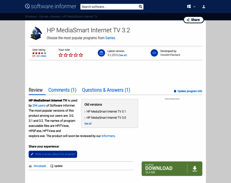 Hp-mediasmart-internet-tv.software.informer.com thumbnail