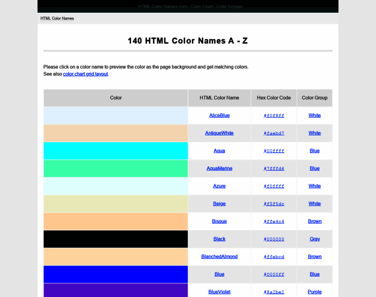 Html-color-names.com thumbnail