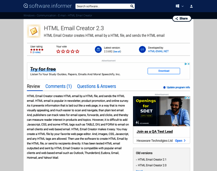 Html-email-creator1.software.informer.com thumbnail