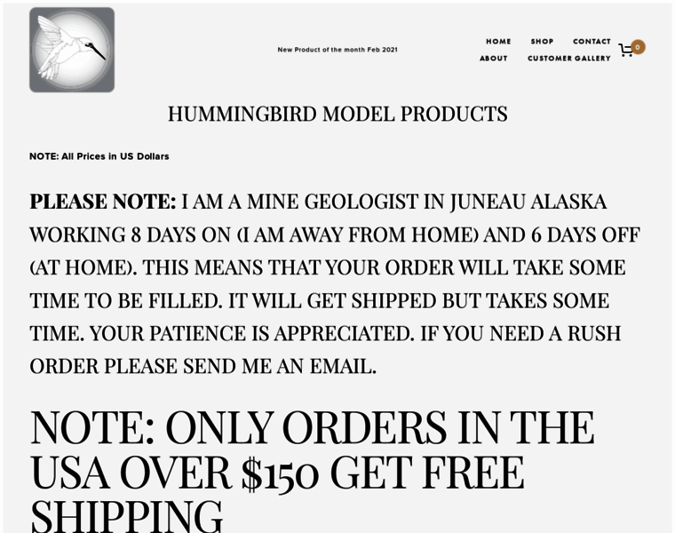 Hummingbirdmodelproducts.com thumbnail