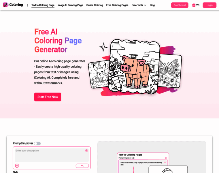 icoloring.ai at WI. Free AI Coloring Page Generator (No Sign-Up ...