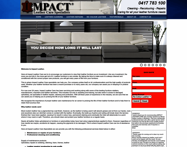 Impactleathercare.com.au thumbnail