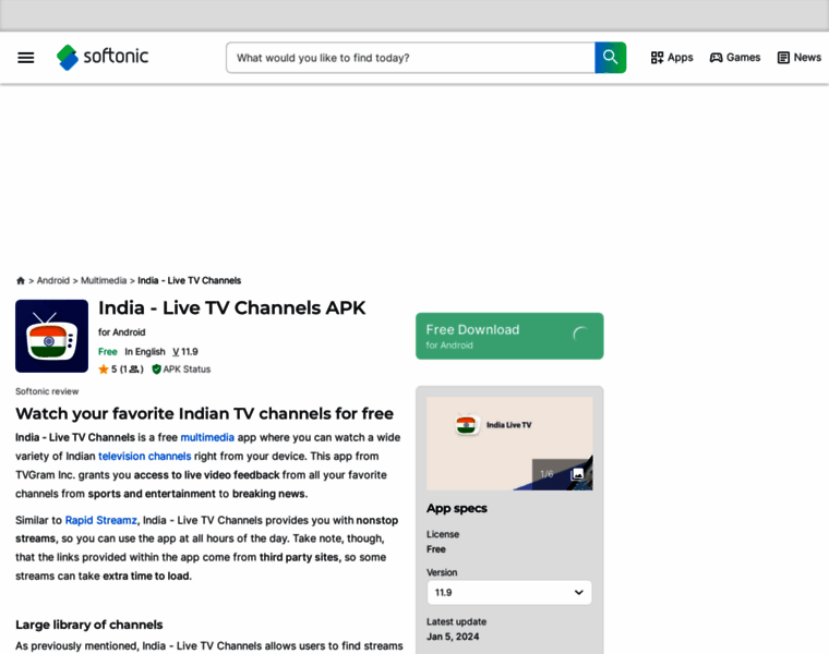 India-live-tv-channels.en.softonic.com thumbnail