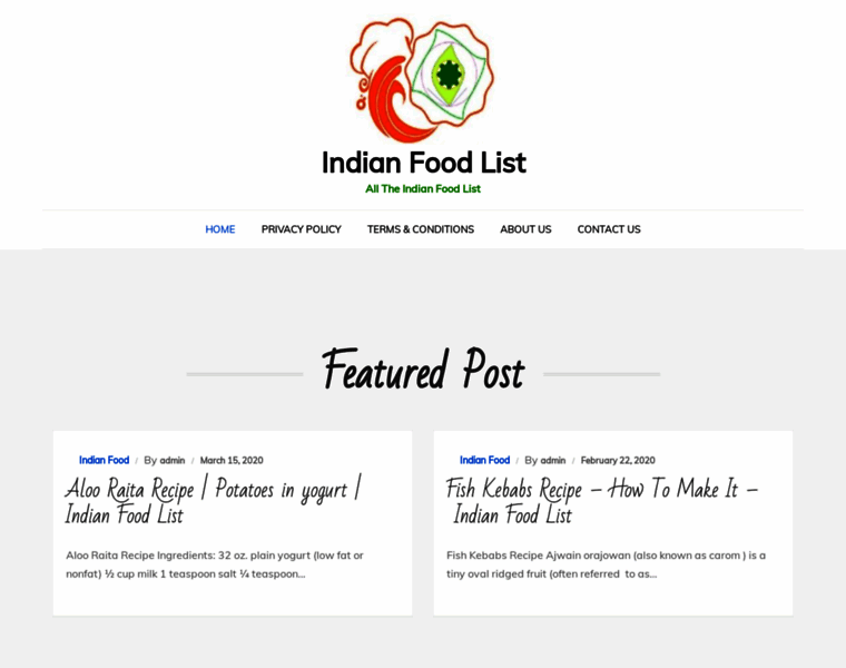 Indianfoodlist.com thumbnail
