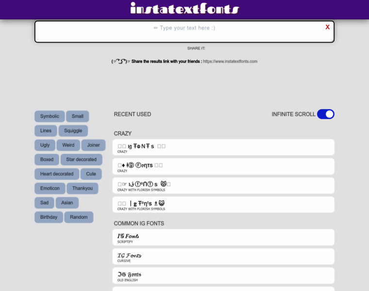 Instatextfonts.com thumbnail
