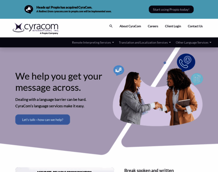 interpret.cyracom.com at WI. Propio | Language Services and Technology ...
