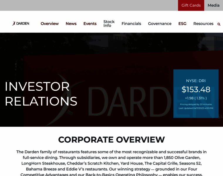 Investor.darden.com thumbnail