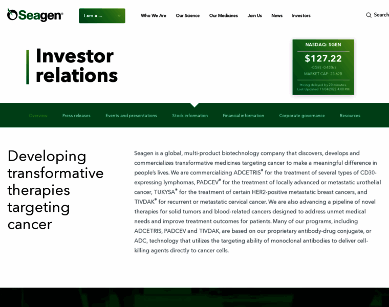 Investor.seagen.com thumbnail