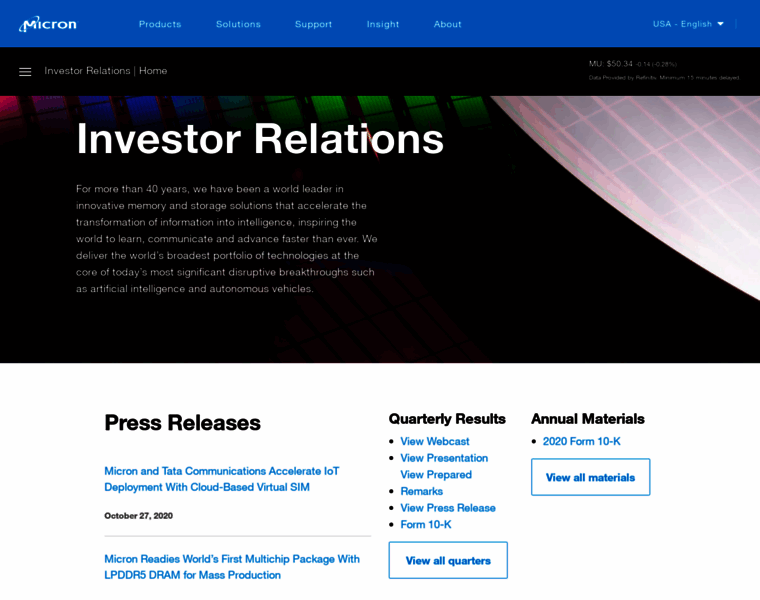 Investors.micron.com thumbnail