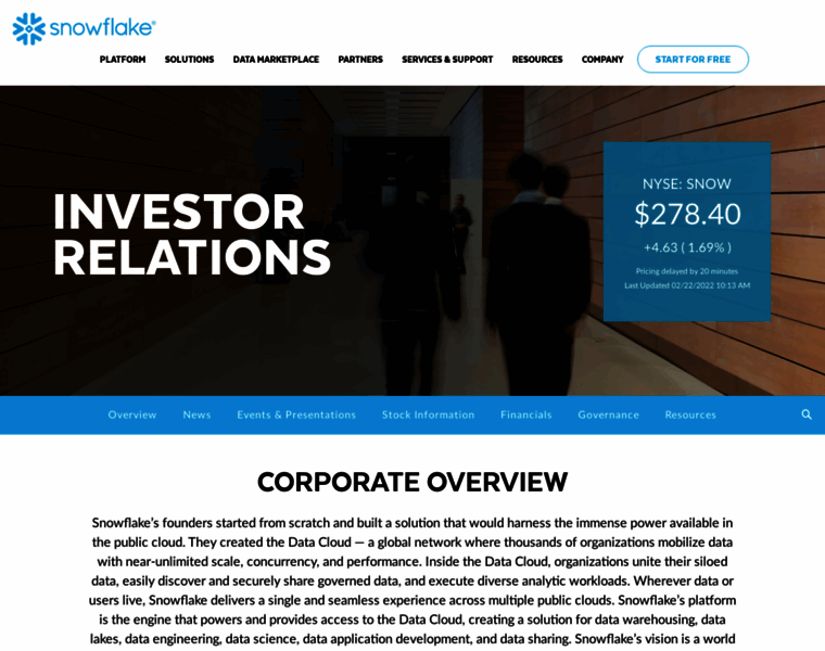Investors.snowflake.com thumbnail