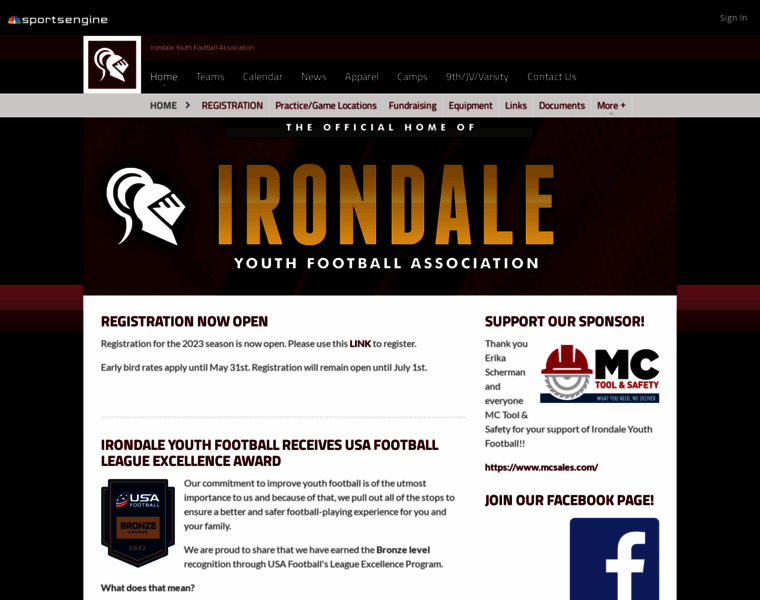 Irondaleyouthfootball.com thumbnail