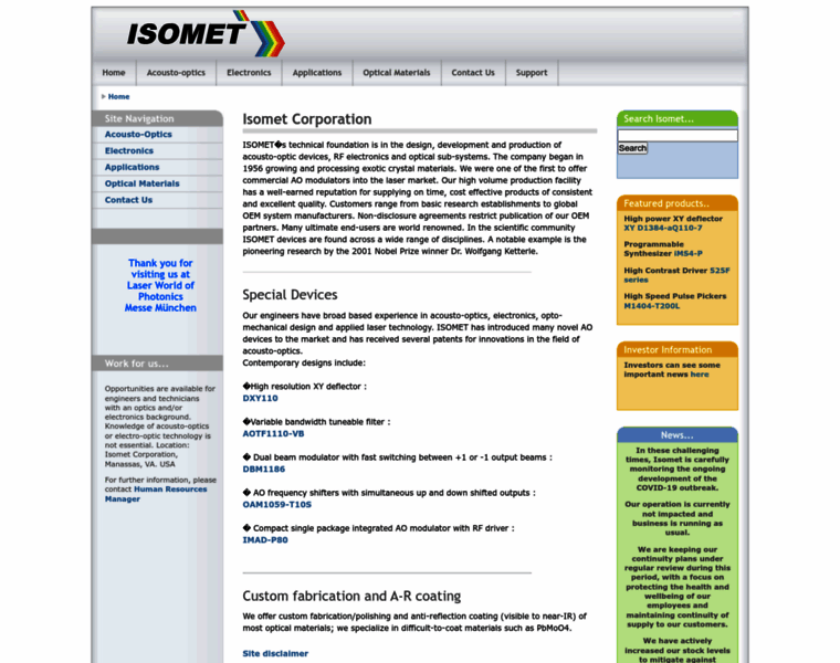 Isomet.com thumbnail