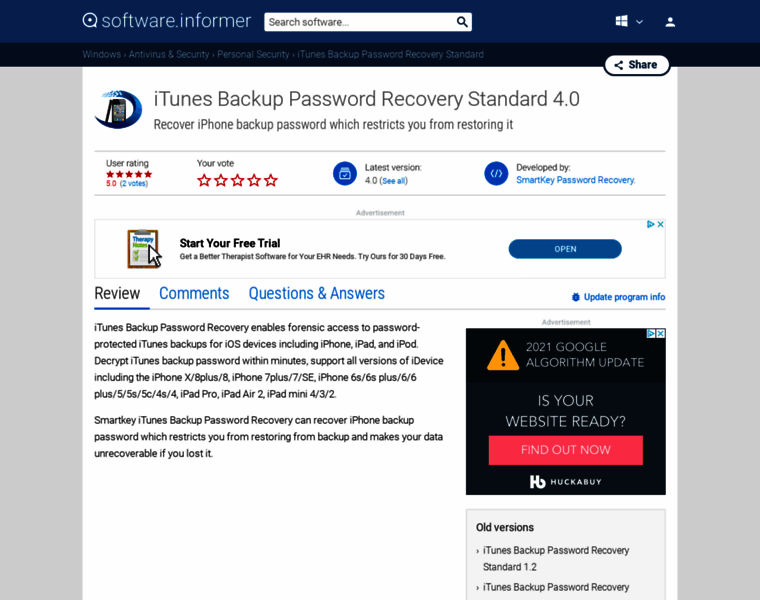 Itunes-backup-password-recovery-standard.software.informer.com thumbnail