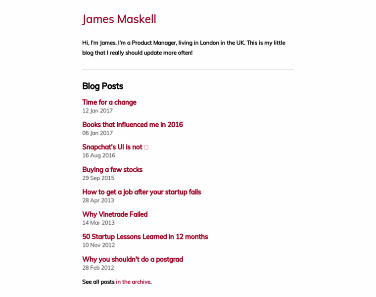 Jamesmaskell.co.uk thumbnail