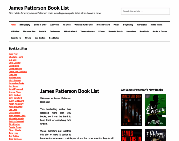 Jamespattersonbooklist.com thumbnail